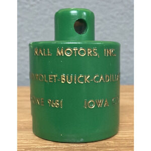Vtg Figural Gas Can Keychain Advert Nail Motors Chev Buick Cadillac Iowa City